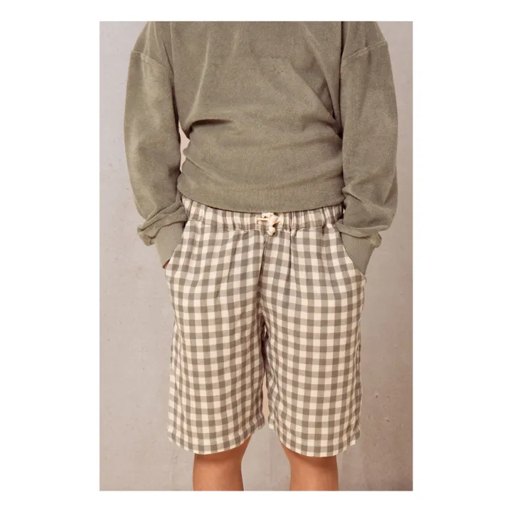 Bermuda Vichy Gaze de Coton | Gris vert- Image produit n°2