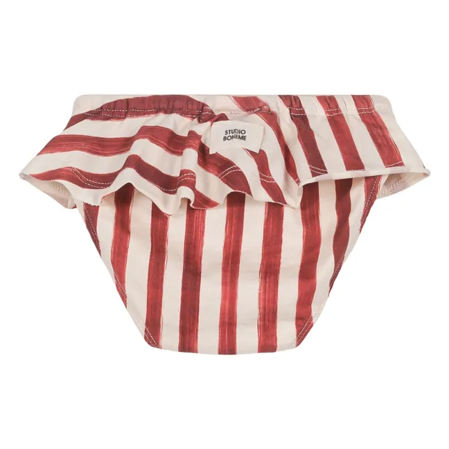 Culotte de Bain Rayée Coton Bio | Rouge