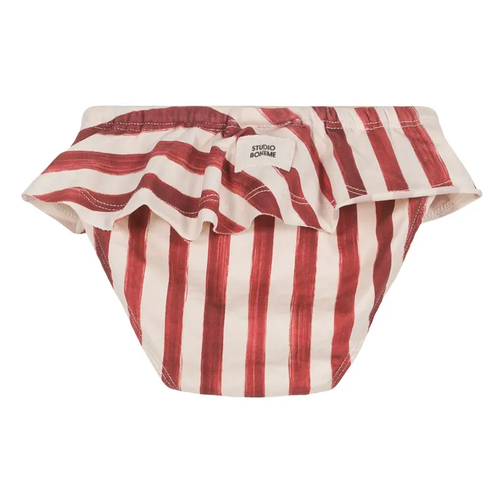 Culotte de Bain Rayée Coton Bio | Rouge- Image produit n°5