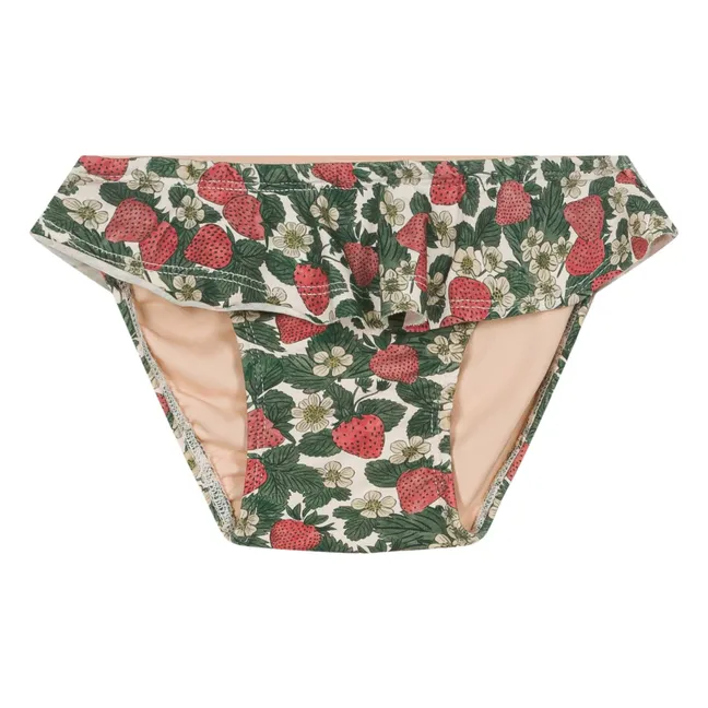 Slip da bagno in cotone biologico alla fragola | Verde
