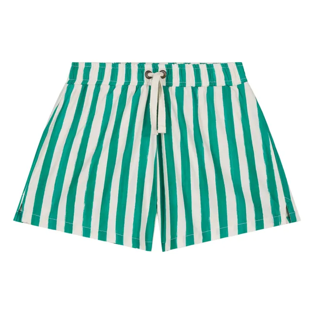 Gestreifte Badeshorts aus Bio-Baumwolle | Grün