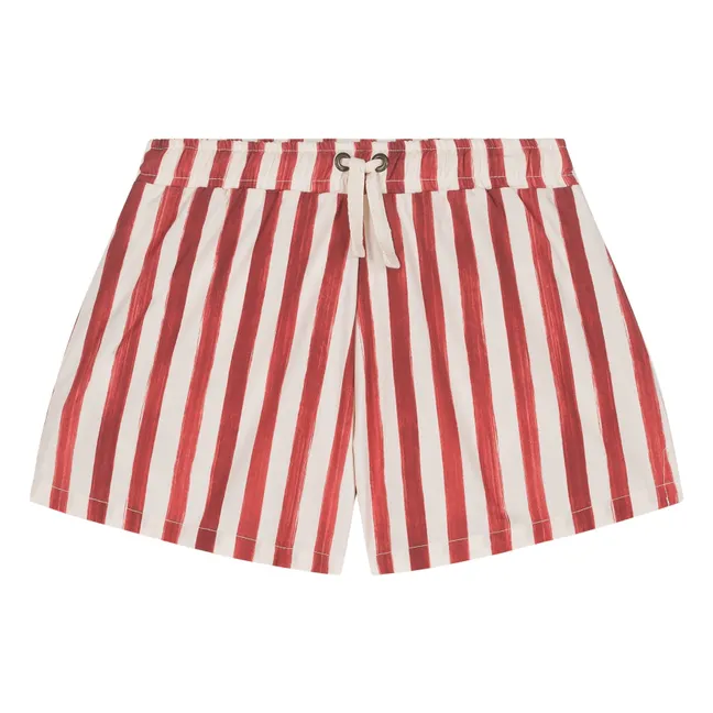 Gestreifte Badeshorts aus Bio-Baumwolle | Rot