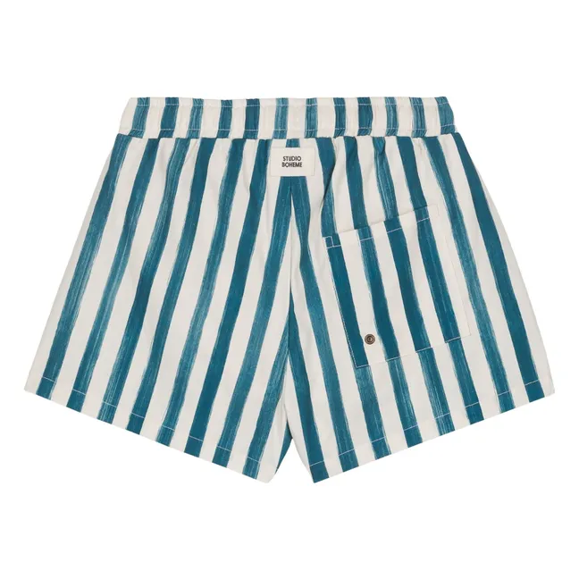 Gestreifte Badeshorts aus Bio-Baumwolle | Blau