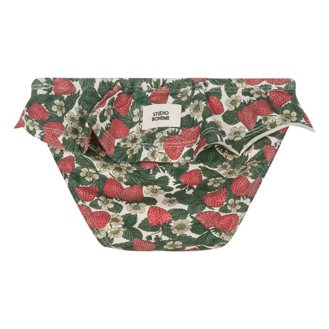 Slip da bagno in cotone biologico alla fragola | Verde