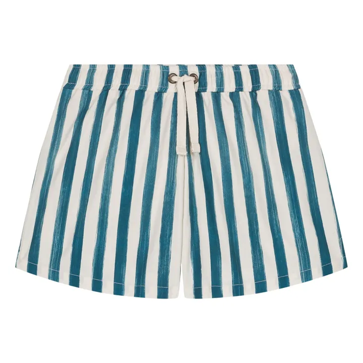 Short de Bain Rayé Coton Bio | Bleu- Image produit n°0