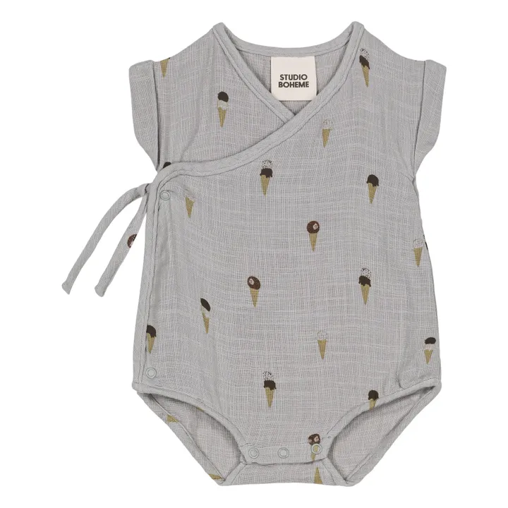 Barboteuse Glaces Gaze de Coton | Gris- Image produit n°0