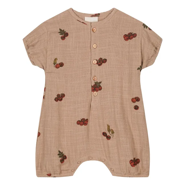 Playsuit in cotone garzato color pomodoro | Rosa antico