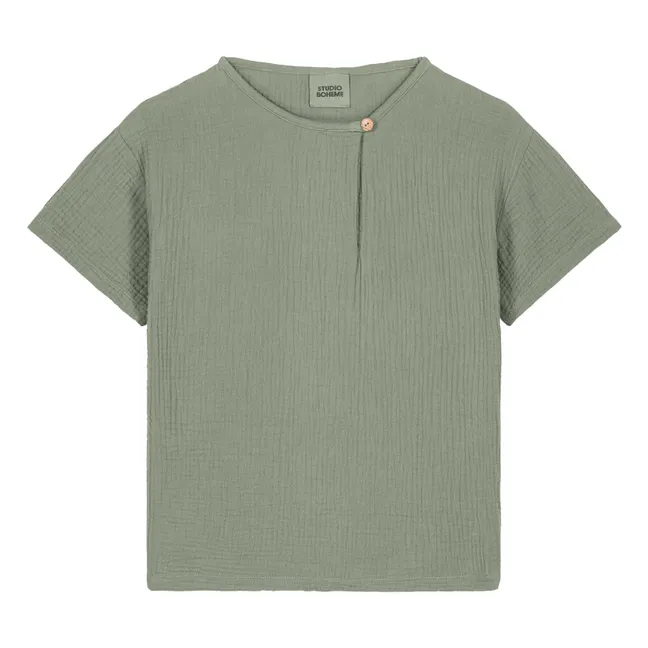 T-shirt Gaze de Coton | Vert kaki