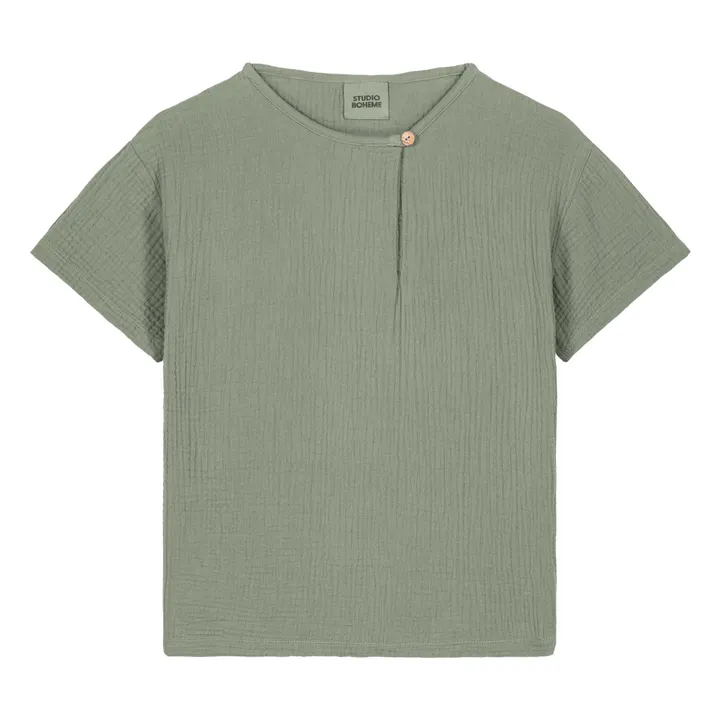 T-shirt Gaze de Coton | Vert de gris- Image produit n°0