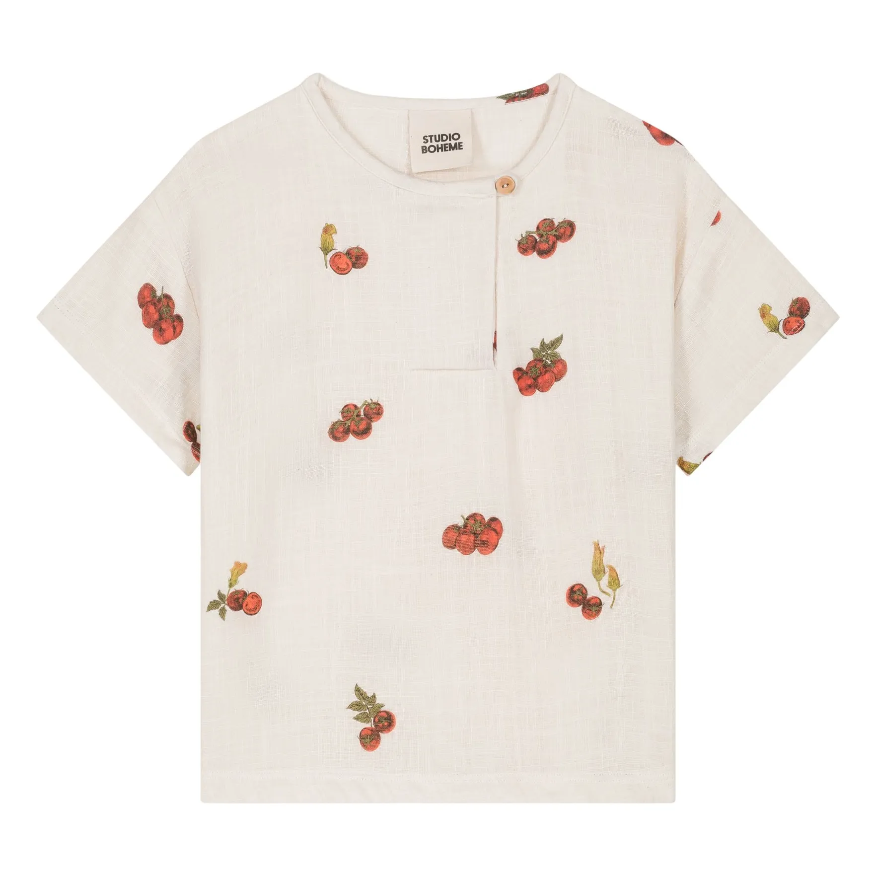 Studio Bohème Ecru Tomato Cotton Gauze T-Shirt