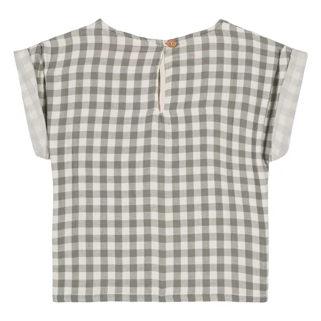 Blouse Vichy Gaze de Coton | Gris vert