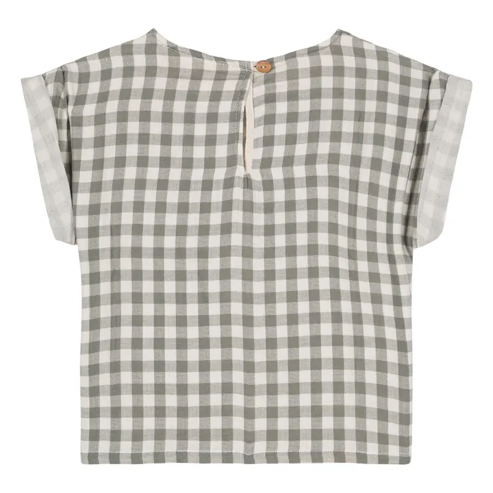 Blouse Vichy Gaze de Coton | Gris vert- Image produit n°3