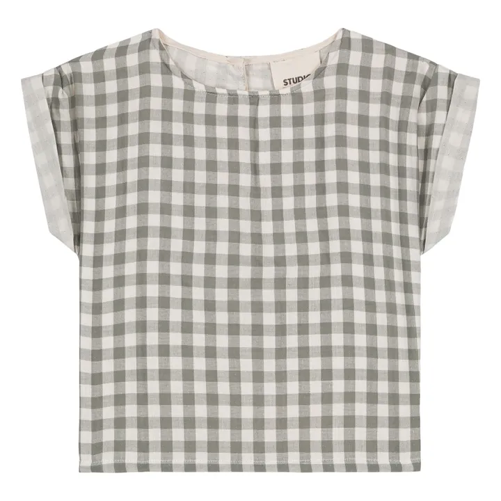 Blouse Vichy Gaze de Coton | Gris vert- Image produit n°0