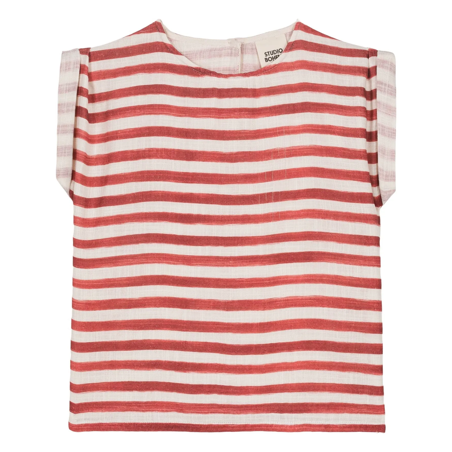 Studio Bohème Red Striped Blouse Cotton Gauze