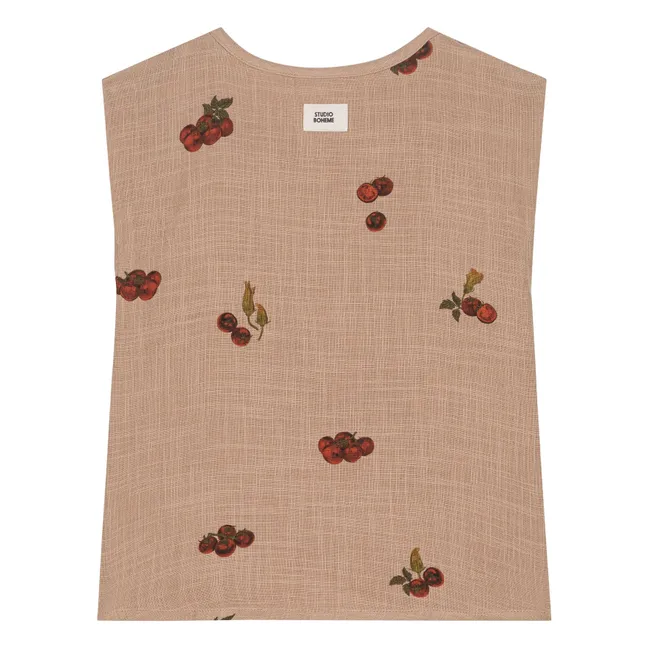 Top in cotone garzato color pomodoro | Rosa antico