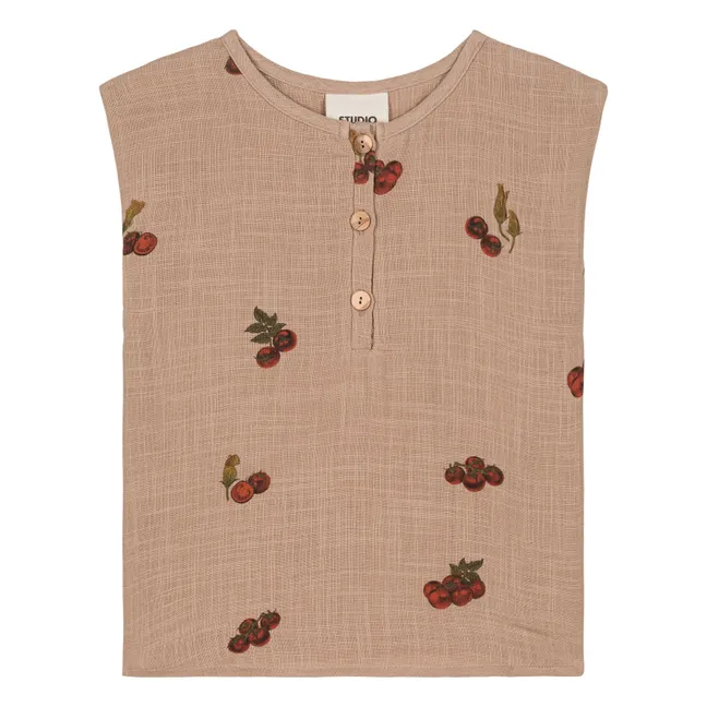 Top in cotone garzato color pomodoro | Rosa antico