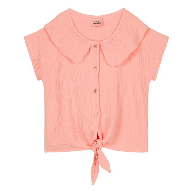 Blouse Col Claudine Gaze de Coton | Rose