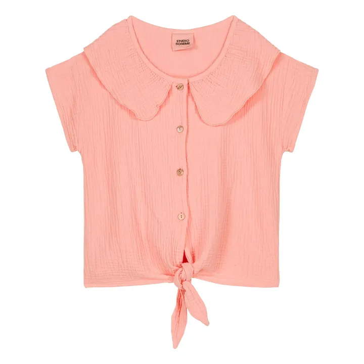 Blouse Col Claudine Gaze de Coton | Rose- Image produit n°0