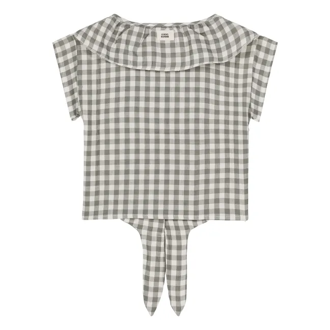 Camicetta con colletto Claudine in cotone garzato | Vaniglia