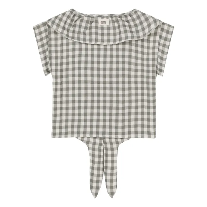 Blouse Col Claudine Vichy Gaze de Coton | Vanille- Image produit n°3