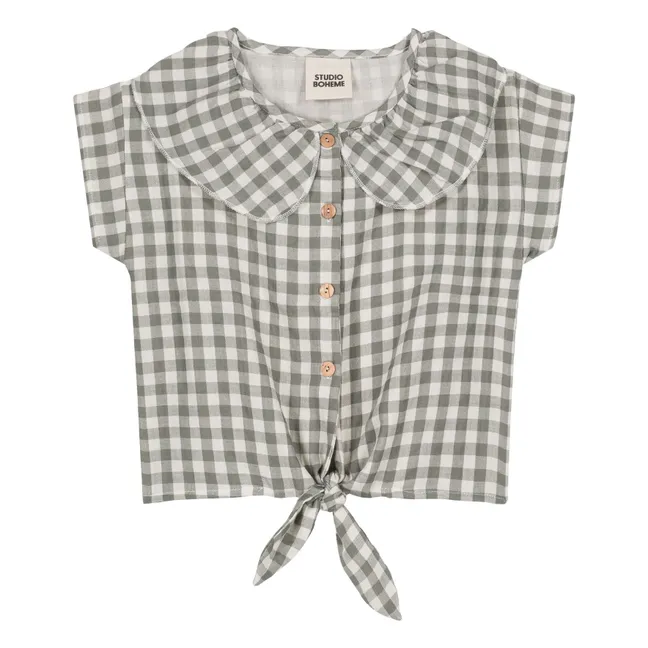 Blouse Col Claudine Vichy Gaze de Coton | Vanille