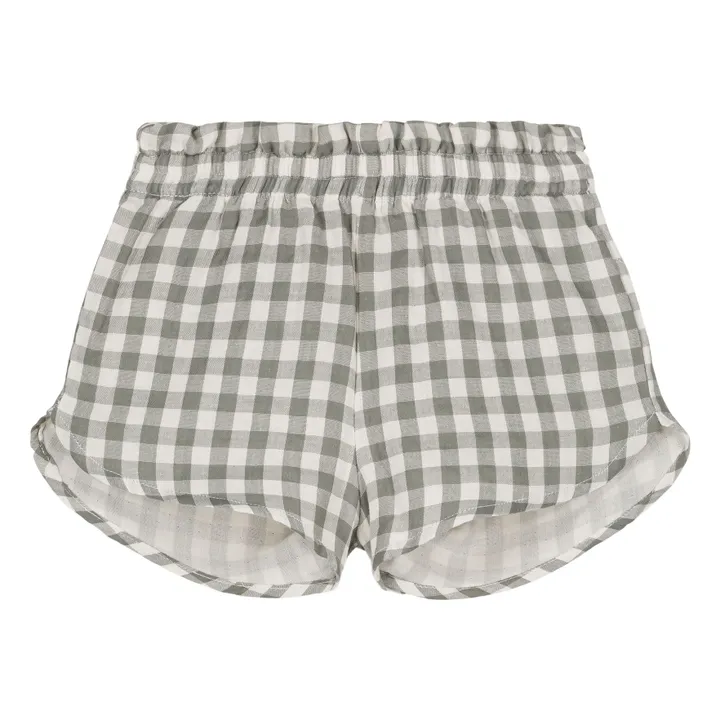 Vichy Gaze Shorts aus Baumwolle | Graugrün- Produktbild Nr. 0