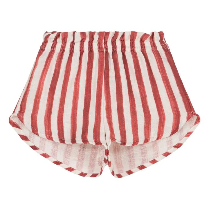 Short Rayé Gaze de Coton | Rouge- Image produit n°0