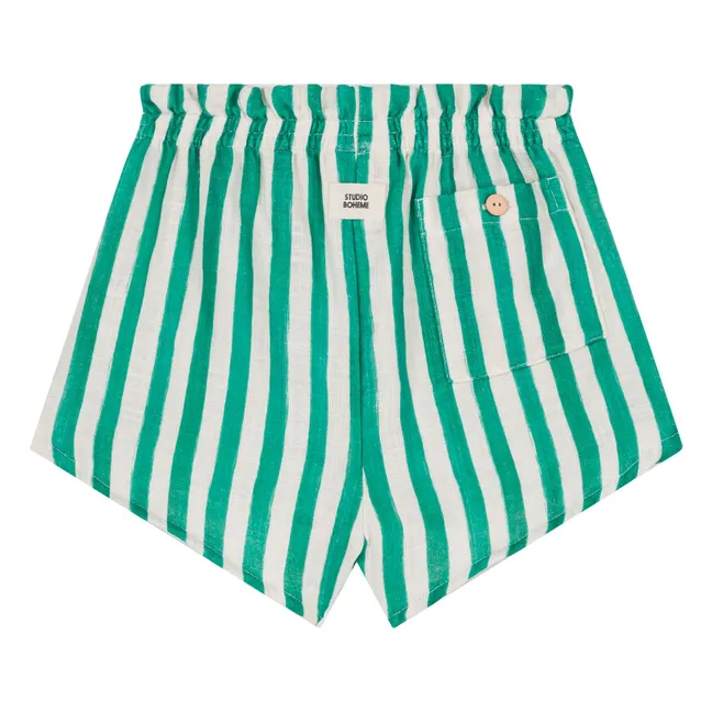 Short Rayé Gaze de Coton | Vert