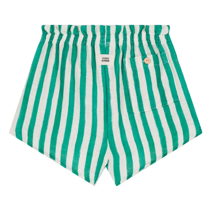 Gestreifte Shorts Gaze aus Baumwolle | Grün- Produktbild Nr. 3