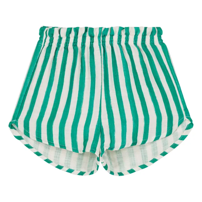 Pantalón corto de gasa de algodón a rayas | Verde