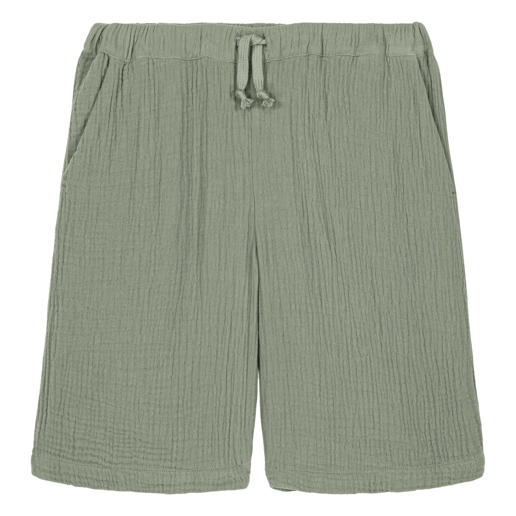 Studio Bohème Verdigris Cotton Gauze Bermuda Shorts