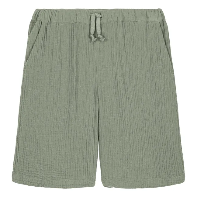 Bermuda Gaze de Coton | Vert de gris