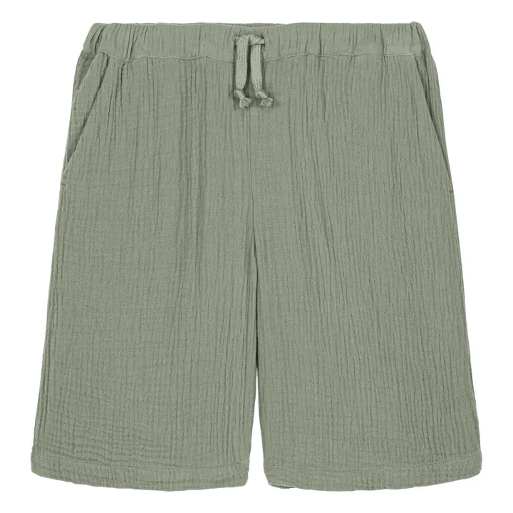 Bermuda Gaze de Coton | Vert de gris- Image produit n°0