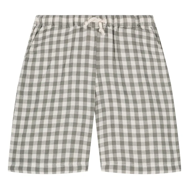 Bermuda Vichy Gaze de Coton | Gris vert- Image produit n°0