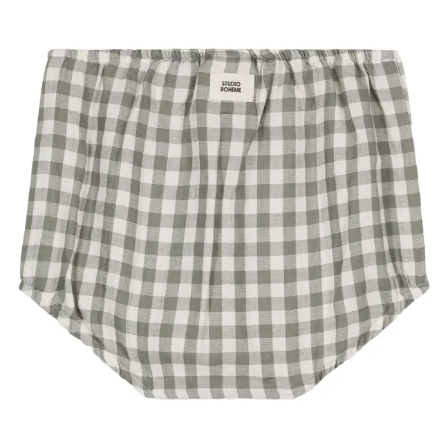 Braga de gasa de algodón vichy | Gris verdoso