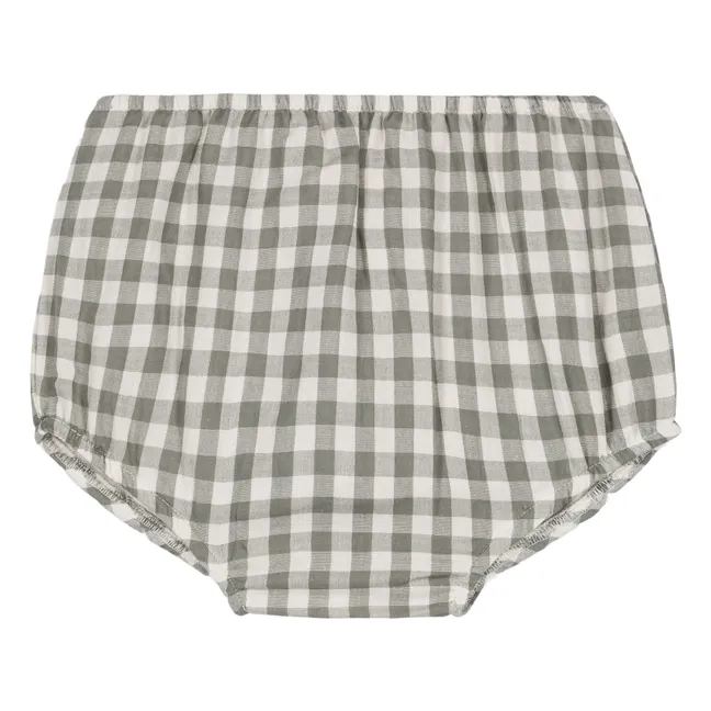 Braga de gasa de algodón vichy | Gris verdoso