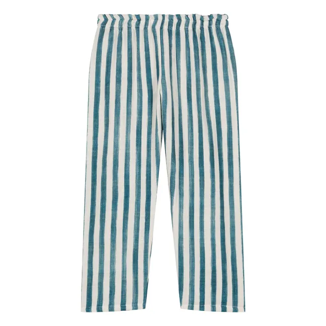 Pantalones de gasa de algodón a rayas | Azul