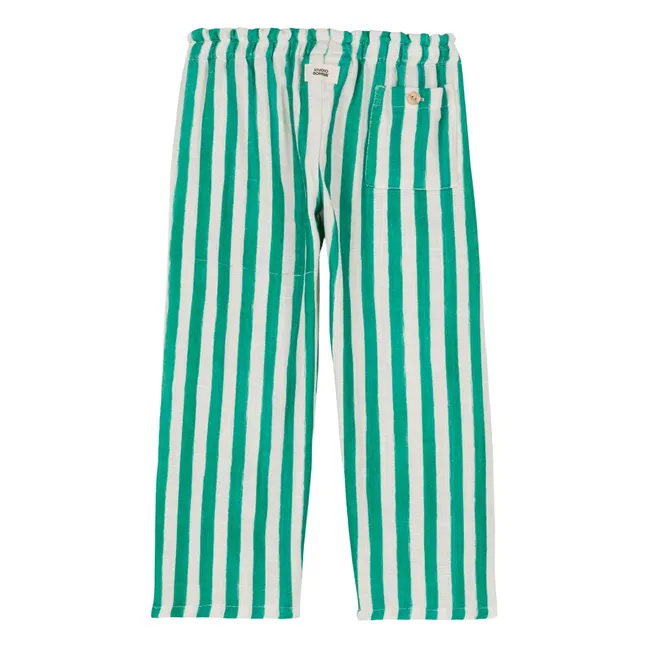 Pantalones de gasa de algodón a rayas | Verde