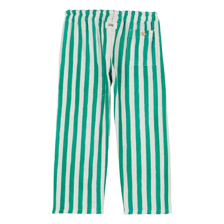 Pantalon Rayé Gaze de Coton | Vert- Image produit n°3