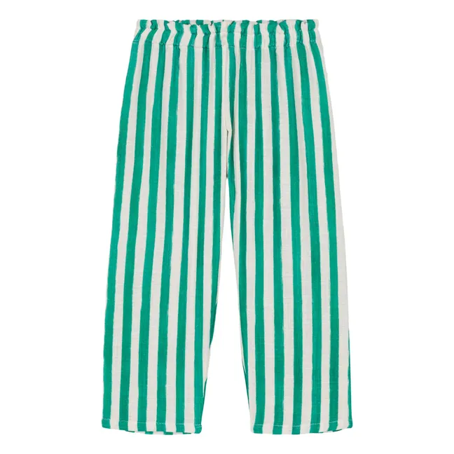 Pantalones de gasa de algodón a rayas | Verde