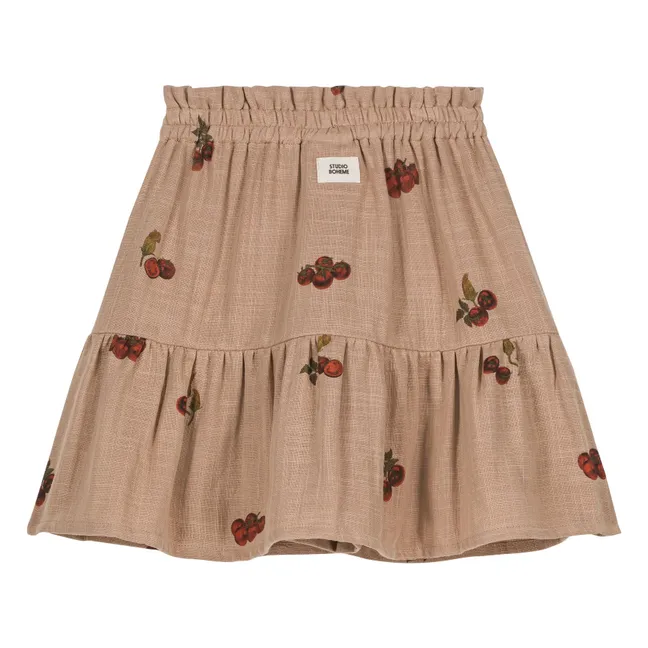 Gonna in cotone garzato color pomodoro | Rosa antico