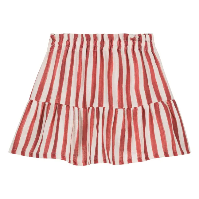 Falda de gasa de algodón a rayas | Rojo