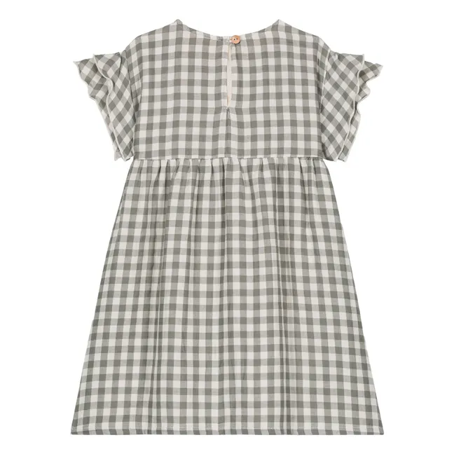 Abito in garza di cotone con motivo gingham | Verderame