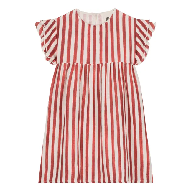 Gestreiftes Kleid Gaze aus Baumwolle | Rot