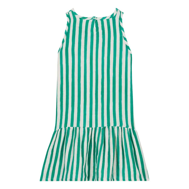 Vestito a righe in garza di cotone Playa | Verde