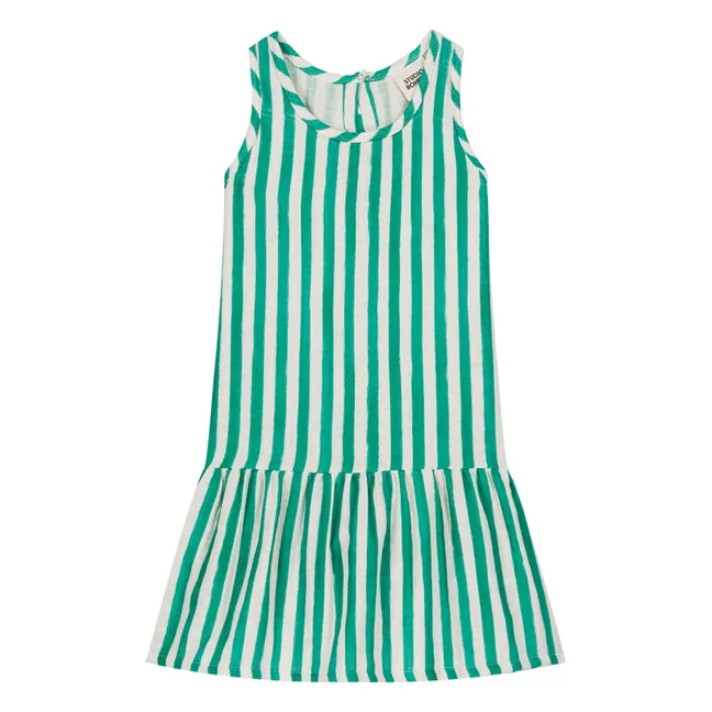 Vestito a righe in garza di cotone Playa | Verde