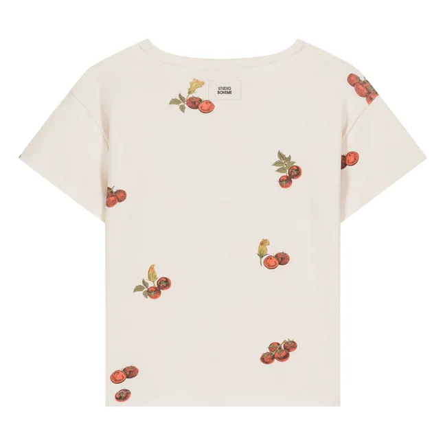 T-shirt Orso in cotone biologico e pomodoro | Ecru