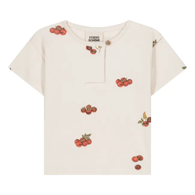 T-shirt Orso in cotone biologico e pomodoro | Ecru