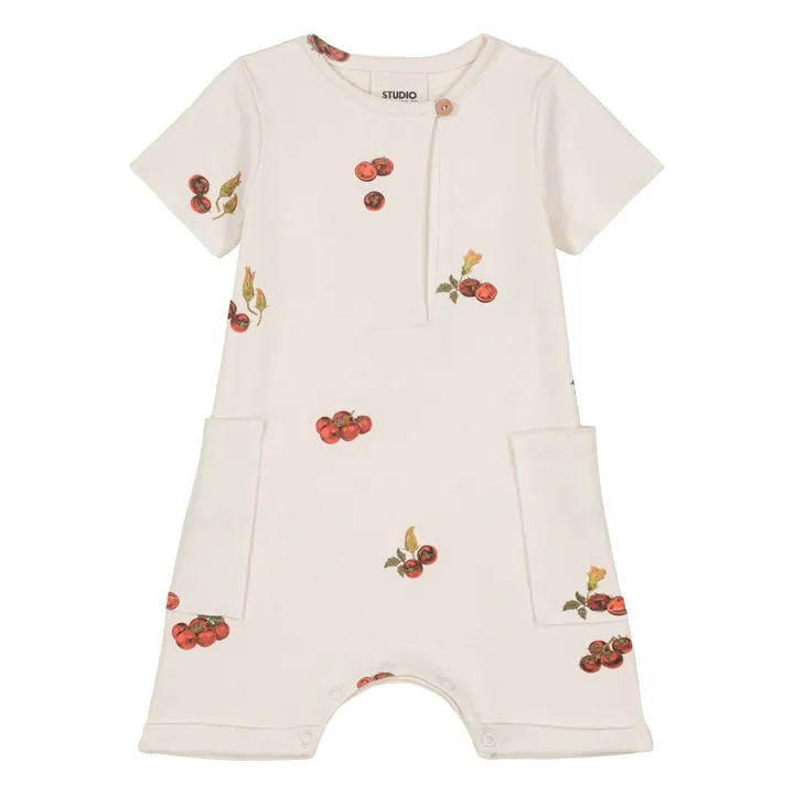 Combishort Tomates Coton Bio | Ecru- Image produit n°0