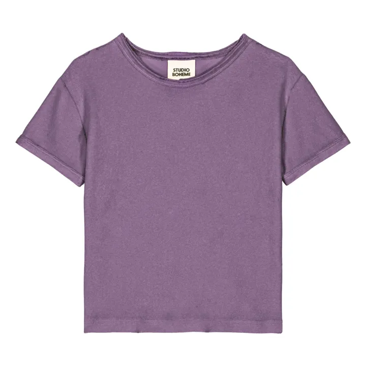 Organic terry T-shirt | Purple- Product image n°0